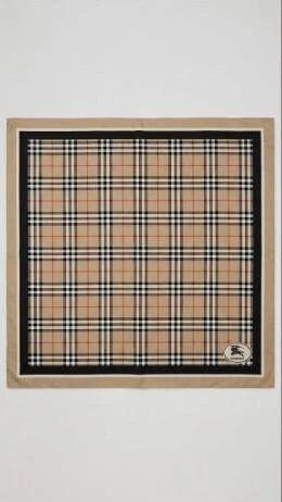 Check Silk Scarf - Sand