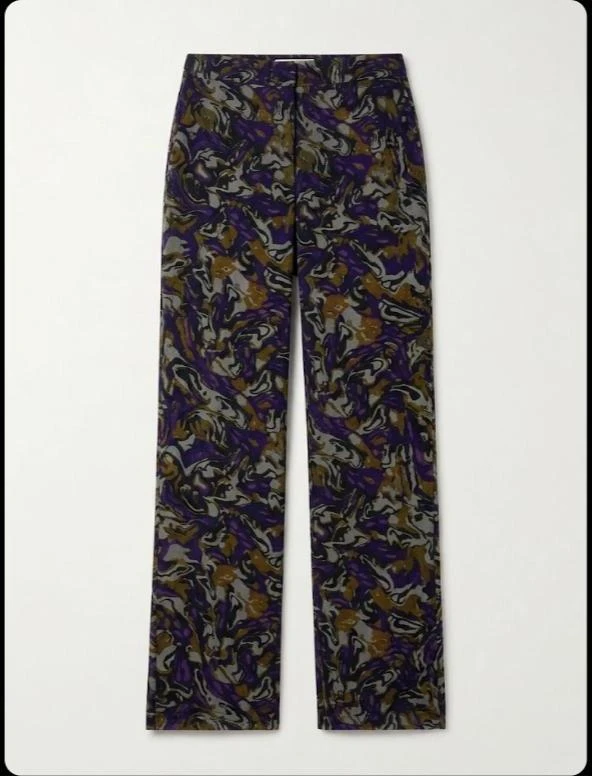 Printed Georgette Straight-Leg Pants
