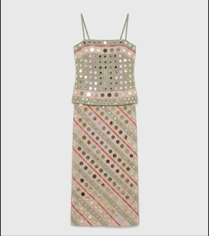 Mirror Embellished Cotton Dress