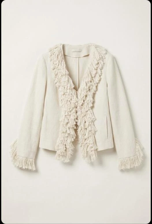 Linen Blend Fringe Jacket